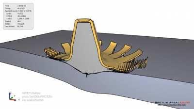 Ballistic impact of a lead bullet striking an armour steel plate