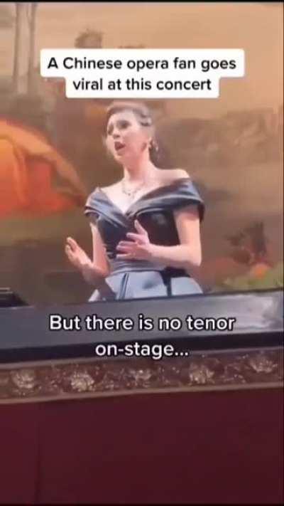 Random audience member joins the song lacking a Male Tenor.