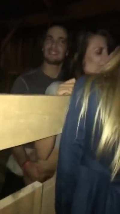 Kissing her best friend while she's getting fucked outdoor