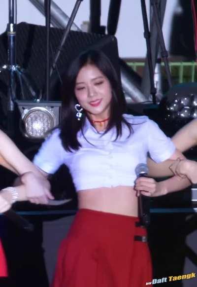Jisoo - red skirt, white top