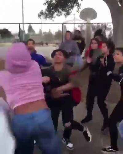 Pink hoodie swinging for those fences…