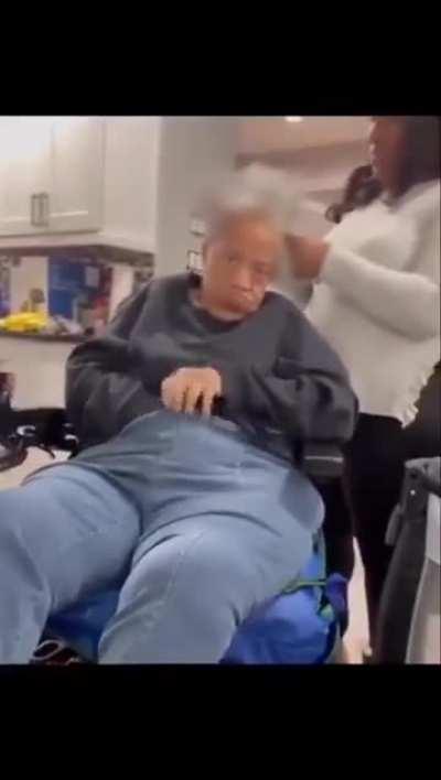 Granny came prepared to get her hair done