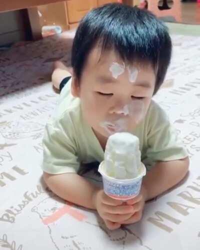 Sleepy but need to finish the ice cream