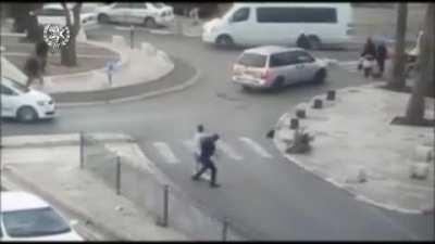 Palestinian terrorist attacks Israelis by Jaffa gate