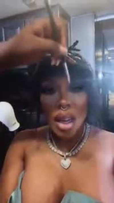 Tits out barely a slip