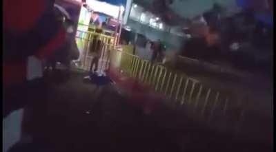 Boy gets violently thrown off of a chair swing ride when one of the broken locks of his seat gave way. He survived but suffers from a collapsed lung. (Urdaneta City, Pangasinan province, in the Philippines)