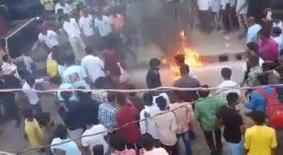 Man performs dangerous fire breathing stunt without any prior training, gets engulfed in fire. (Hospitalised & out of danger now)