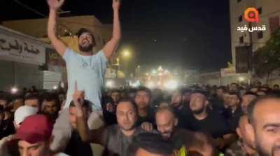 Palestinians celebrate victory after the IDF withdraw from Jenin