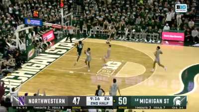 Michigan State's Coen Carr with his latest ridiculous dunk against Northwestern