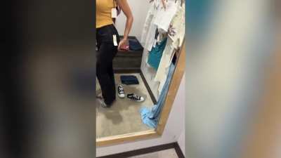 Sexy Lelu Love tries on clothes, gets naked, and shows off her feet and ass covered in cum in this hot porn video.