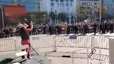 Anti-twitter-censorship speech gets attacked by leftists with glass bottles and eggs, 10/17