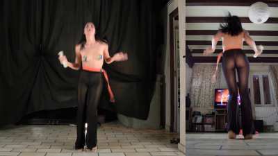 Loosing clothes except the sheer ones as I dance