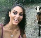 Goat head bumps selfie girl