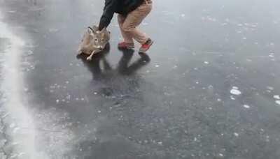 Looking at the ice and feeling like it's going to crack any second now