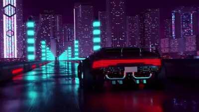 Driving through Night City with the Quadra, amazing art by Cherik_Official