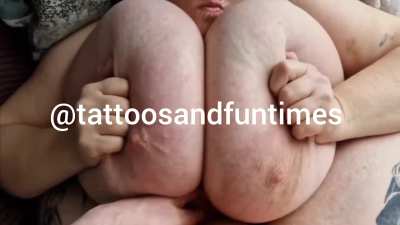 Huge tits on her back being fucked OC