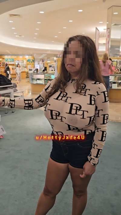 My titties in SHEER while shopping