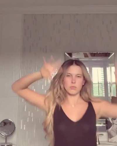 Showing off her new haircut