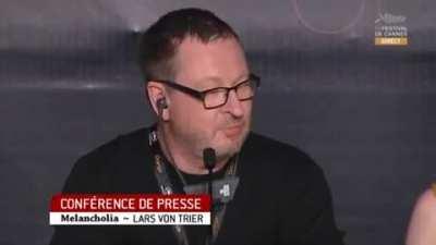 Movie director Lars Von Trier slowly digs his own grave and kills everyone around him while rambling about nazis