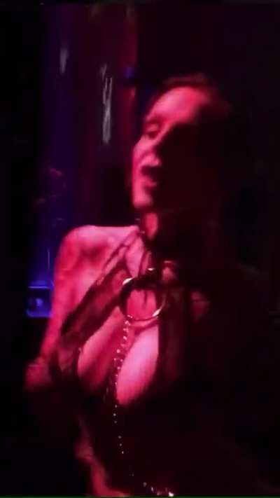 Dancing with red lights