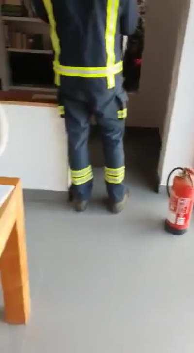 Lava entering a house after the eruption of the volcano in 