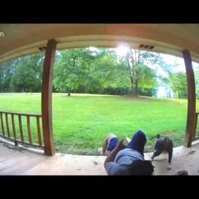 Owner routinely calls his dog to go inside but dog adds a new twist.