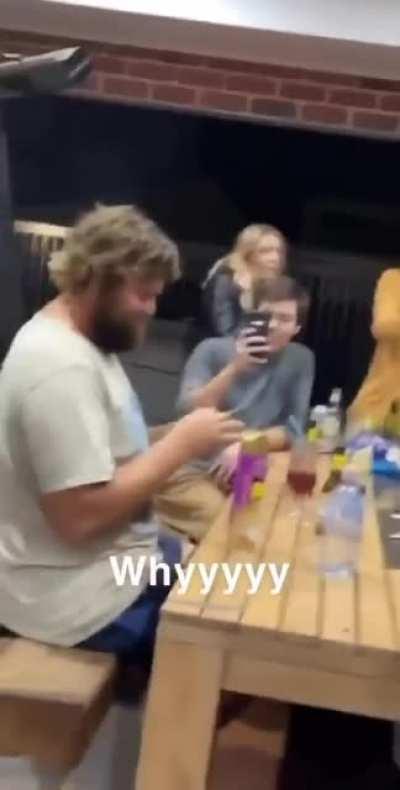 he tried to light his beard on fire..