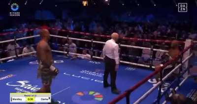 Frazer Clarke left with a dent in the side of his head after a first-round KO from Fabio Wardley