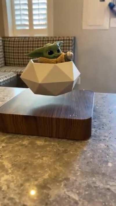 Bought a levitating plant pot to use as baby yoda&rsquo;s pod