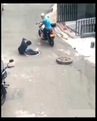 Win prize after stealing manhole cover.