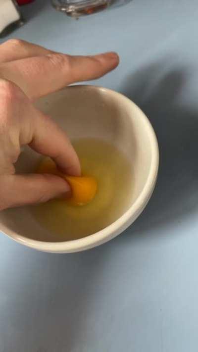 If you rub garlic on your fingers, you can pick up and egg yolk!