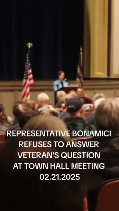 House Rep Bonamici refuses to answer veteran's questions at town hall meeting.