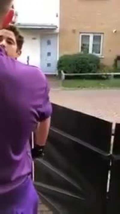 A coach gives a free lesson to a shirtless badass