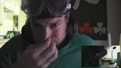 Guy snorted a glow liquid