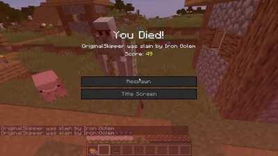 Getting two shotted by an iron golem in full netherite armor. Maybe my theory about wardens being corrupted,exiled golems isn't so out of place.