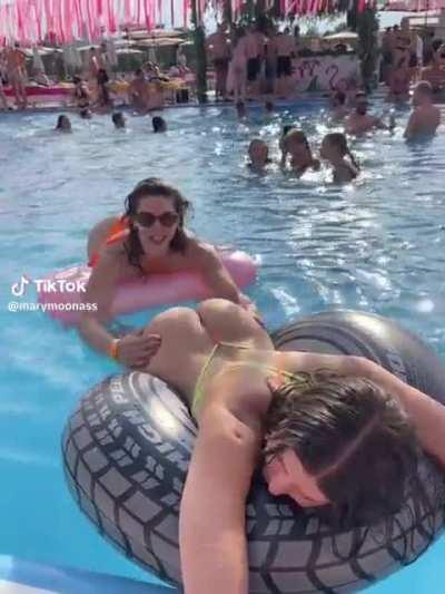 Jiggling massage in front of everyone