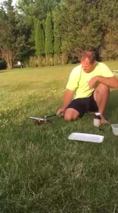 A warning not to leave explosives near an explosion.