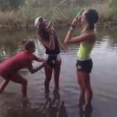 Pantsed while shot gunning a beer