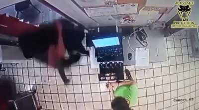 Thief puts away gun for a few coins