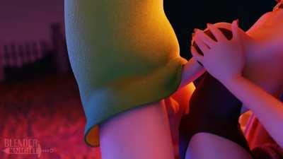 Shaggy and Velma Dinkley oral (blenderknight) [scooby doo]