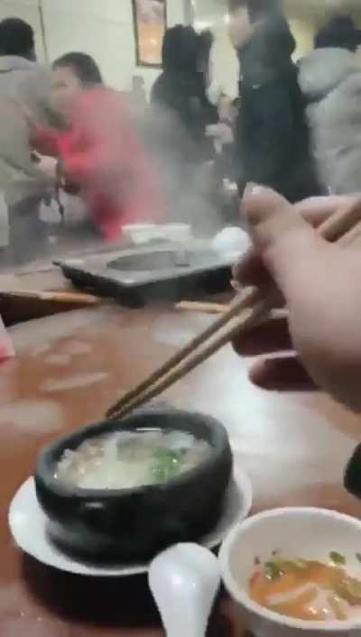 fight breakout in Chinese restaurant