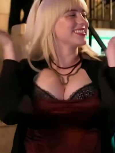 Never tried of seeing Billie Eilish's massive tits bouncing