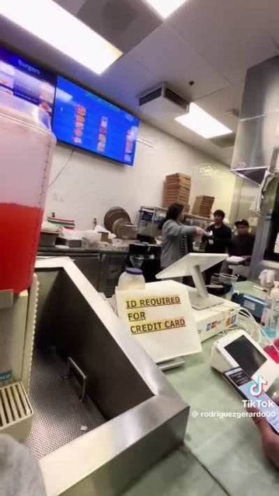 Pizza shop worker in Van Nuys, CA mistreating cook