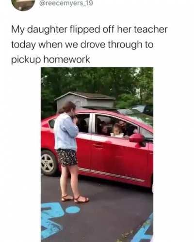 It's apparent the child is not happy about getting more homework.