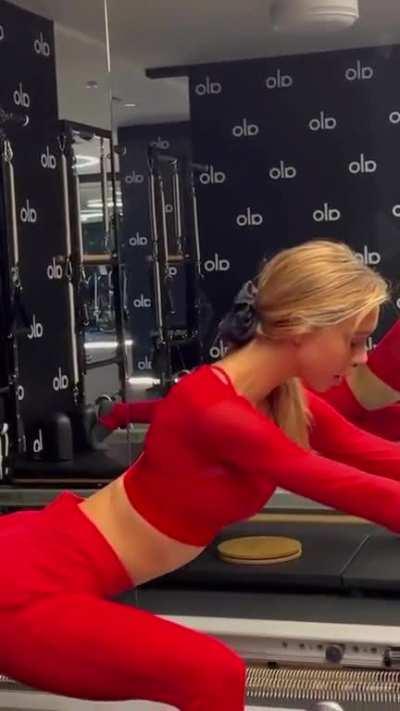 working out in red