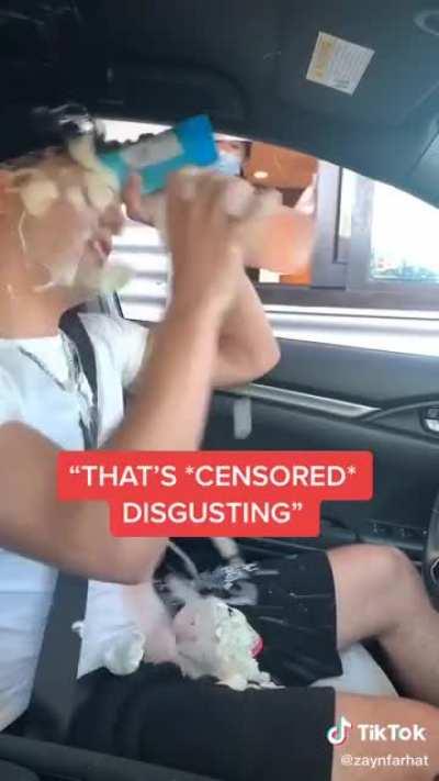 look at me I'm so cool I waste food!!