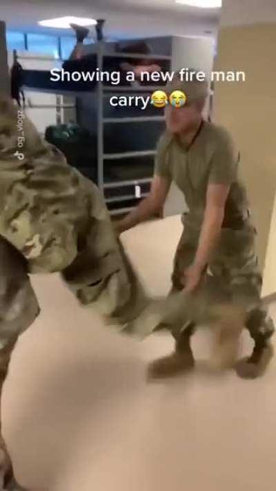 Showing a new fire man