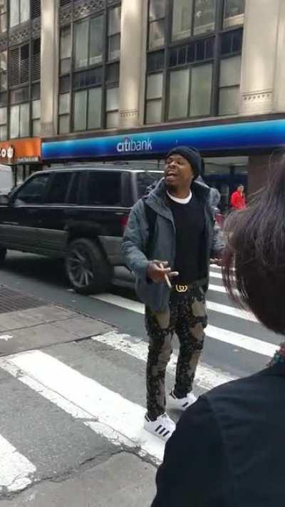 racist black man lashes out asian family