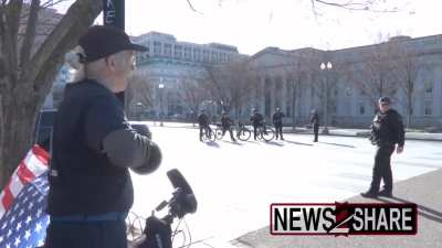 An 80-year-old man chained himself to a sign near the White House to protest Trump and Musk’s massive cuts to the Department of Veterans’ Affairs.