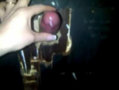 British MILF pulls him out and just films his orgasm, doesn’t help